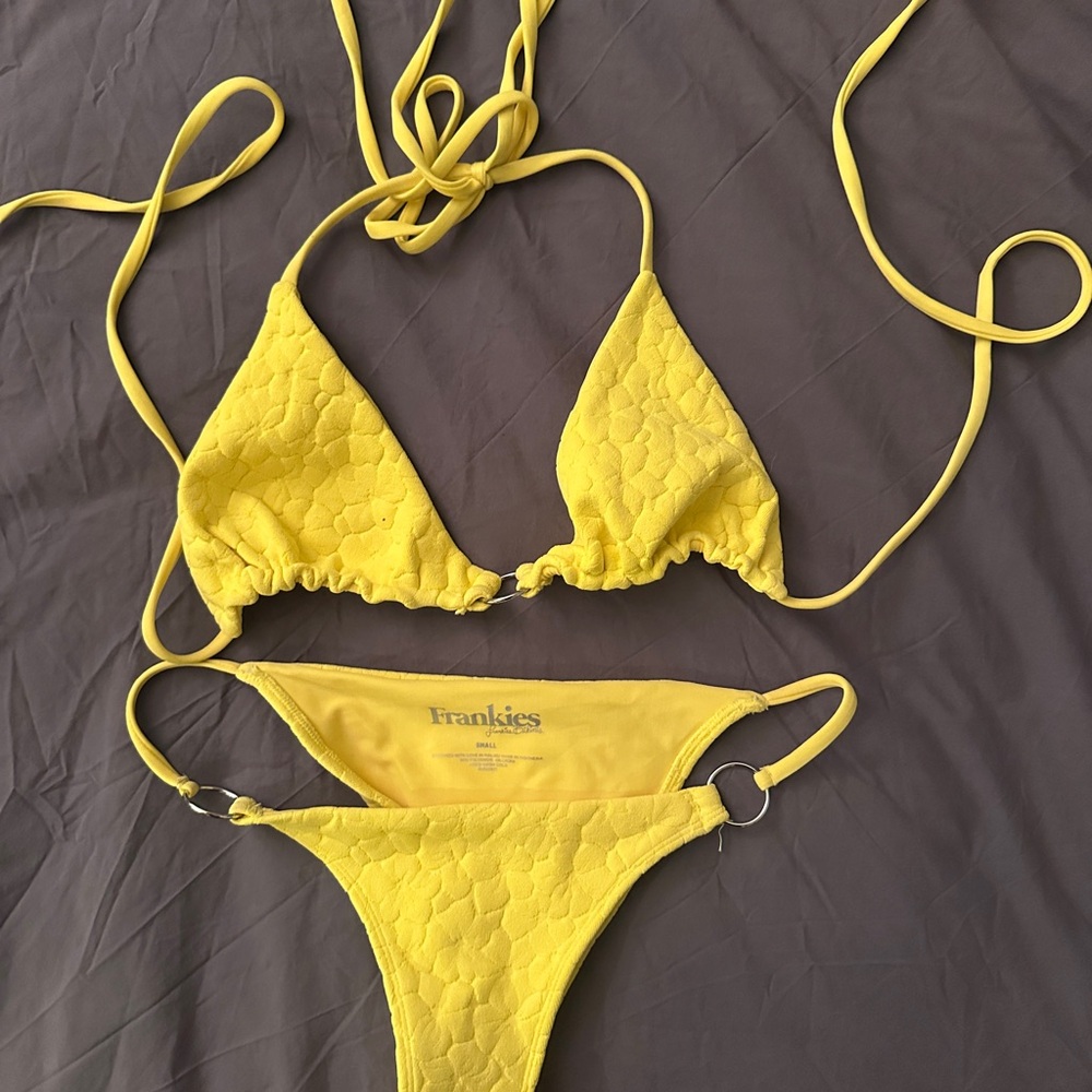 Frankie's Bikinis Sunny Yellow Textured Set